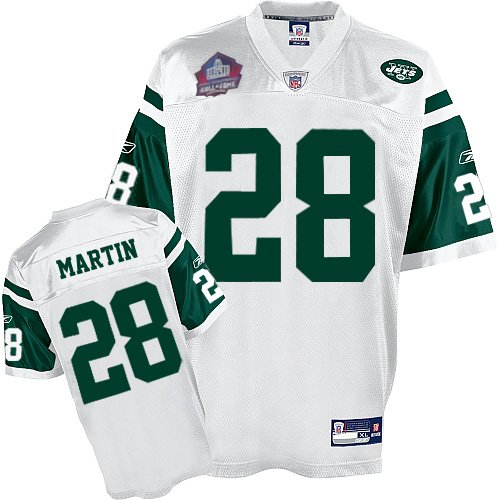 Men's Authentic Curtis Martin Hall of Fame 2012 Reebok Jersey White Road - #28 Throwback NFL New York Jets